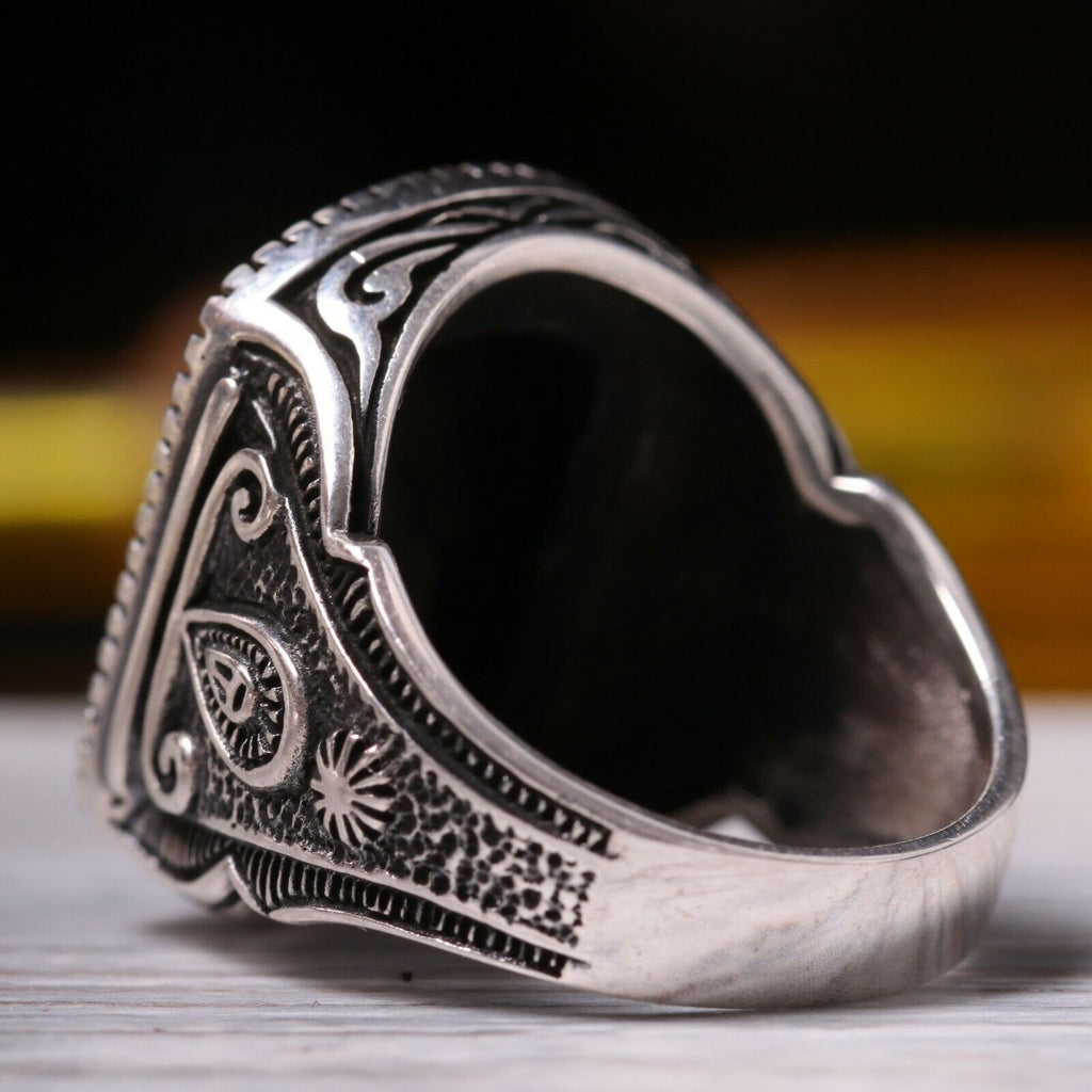 Vintage Black Onyx Sterling Silver Ring Size 7.25, Native American