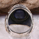 925 Sterling Silver Blue Sapphire Stone Handmade Ring for Men silverbazaaristanbul 