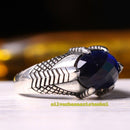 925 Sterling Silver Eagle Claw Sapphire Stone Mens Ring silverbazaaristanbul 