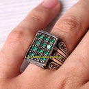 925 Sterling Silver Emerald Green Stone Mens Ring silverbazaaristanbul 