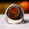 925 Sterling Silver Fossil Amber and Turquoise Stone Luxury Mens Ring silverbazaaristanbul 