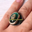 925 Sterling Silver Heavy Original Green Emerald Stone Mens Ring silverbazaaristanbul 