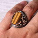 925 Sterling Silver Natural Tigers Eye Stone Ottoman Mens Ring silverbazaaristanbul 