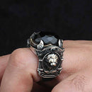 925 Sterling Silver Onyx Stone King Lion Mens Ring silverbazaaristanbul 