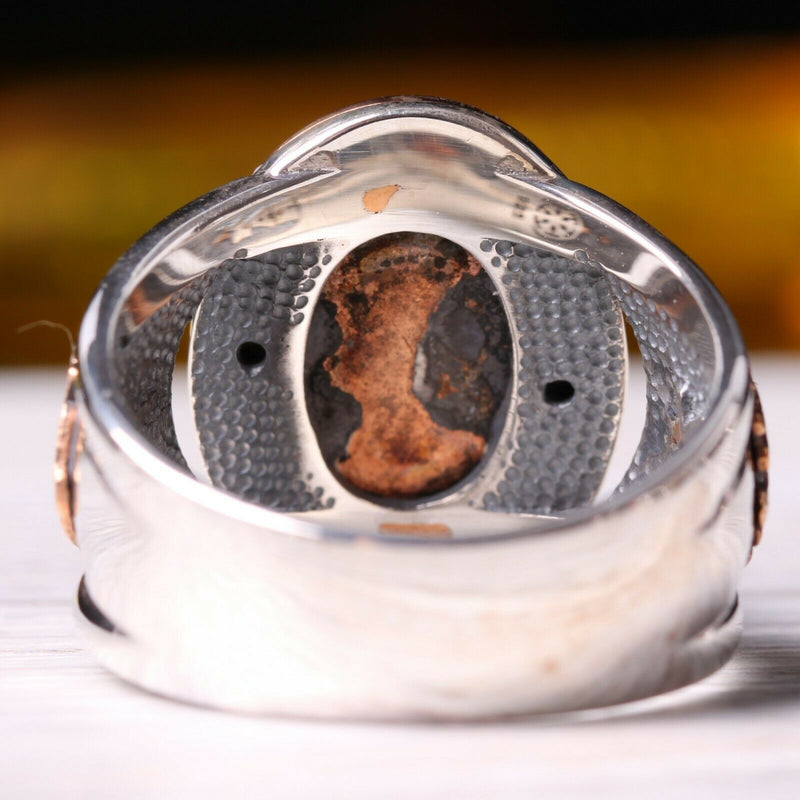 925 Sterling Silver Ottaman Agate Aqeeq Stone Mens Ring silverbazaaristanbul 