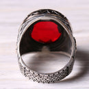 925 Sterling Silver Ottoman Red Ruby Stone Mens Ring silverbazaaristanbul 