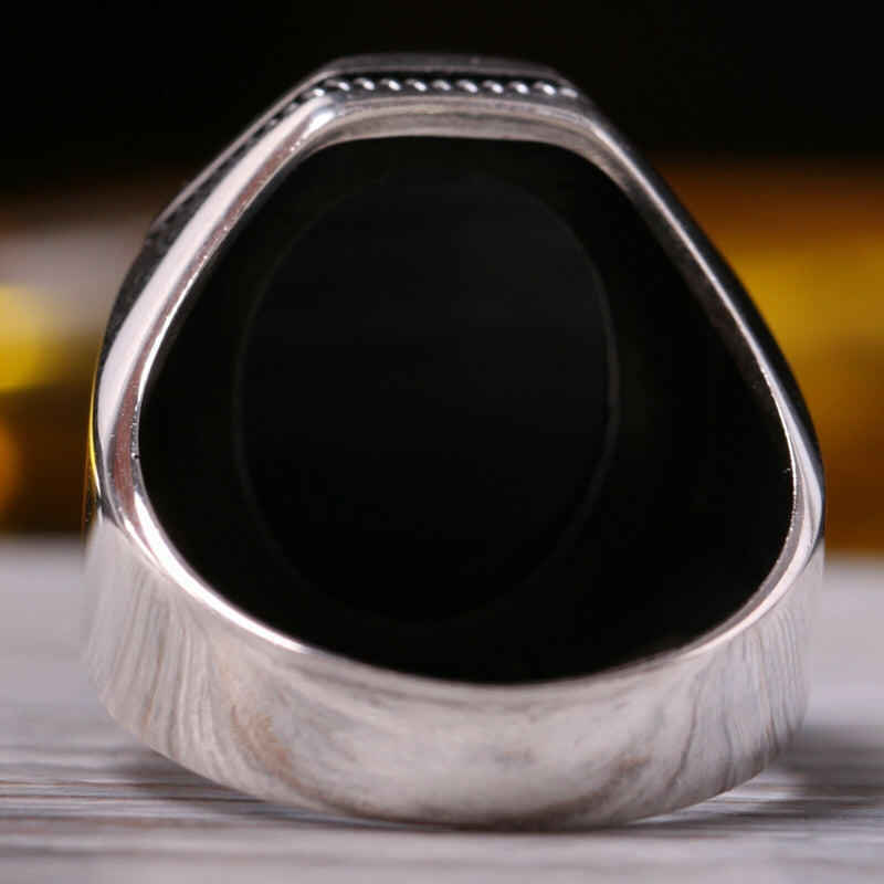 925 Sterling Silver Oval Onyx Stone Mens Ring silverbazaaristanbul 