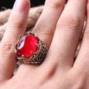 925 Sterling Silver Ruby Stone King Crown Mens Ring silverbazaaristanbul 