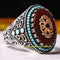 925 Sterling Silver Soft Agate Aqeeq and Turquoise Stone Mens Ring silverbazaaristanbul 