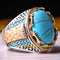 925 Sterling Silver Vein Shape Turquoise Stone Mens Ring silverbazaaristanbul 