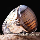 925 Sterling Silver Yemeni Agate Aqeeq Mens Natural Lux Ring silverbazaaristanbul 