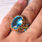 Aquamarine and Turquoise Stone Luxury 925 Sterling Silver Mens Ring silverbazaaristanbul 