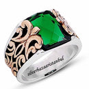 Baron Emerald Stone Handmade 925 Sterling Silver Mens Ring silverbazaaristanbul 