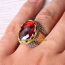 Beautiful 925 Sterling Silver Ruby and Citrine Stone Mens Ring silverbazaaristanbul 
