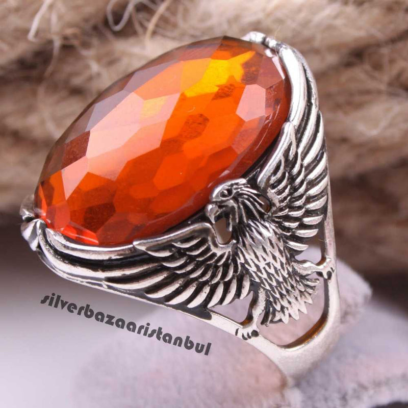 Copy of 925 Sterling Eagle Sapphire and Onyx Stone Mens Ring silverbazaaristanbul 