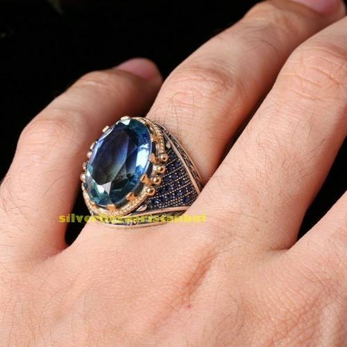 Best Tourmaline Stone 925 Sterling Silver Mens Ring silverbazaaristanbul 