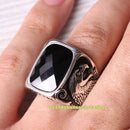 Big Eye Eagle Style Handmade 925 Sterling Silver Onyx Mens Ring silverbazaaristanbul 