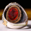 Citrine and Orange Fossil Amber 925 Sterling Silver Mens Ring silverbazaaristanbul 