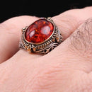 Claw Amber Stone 925 Sterling Silver Ring for Men silverbazaaristanbul 