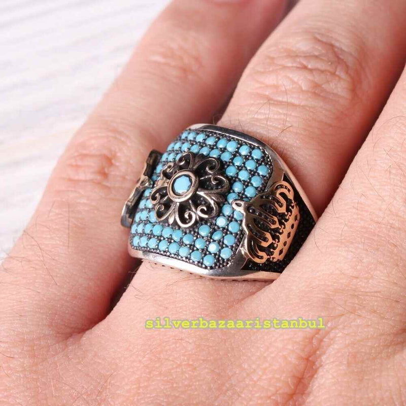 Copy of 925 Sterling Eagle Sapphire and Onyx Stone Mens Ring silverbazaaristanbul 