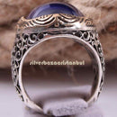 Dark Blue Sapphire 925 Sterling Silver Handmade Ring for Men silverbazaaristanbul 