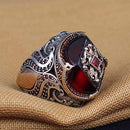 Different Cut 925 Sterling Silver Ruby Stone Mens Ring silverbazaaristanbul 