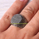 Dot Design No Stone Handmade Luxury 925 Sterling Silver Mens Ring silverbazaaristanbul 