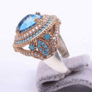 Drop Aquamarine Stone 925 Sterling Silver Women Lady Ring silverbazaaristanbul 