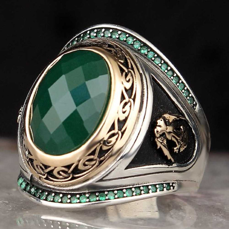 copy of 925 Sterling Eagle Sapphire and Onyx Stone Mens Ring silverbazaaristanbul 