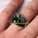 Elegant 925 Sterling Silver Emerald Stone Eagle Symbol Mens Ring silverbazaaristanbul 