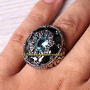 Elegant 925 Sterling Silver Onyx and Aquamarine Stone Mens Ring silverbazaaristanbul 