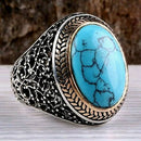 Excellent Design 925 Sterling Silver Turquoise Stone Mens Ring silverbazaaristanbul 