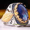 Faceted Small Sapphire Stones 925 Sterling Silver Mens Ring silverbazaaristanbul 