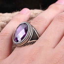 Gorgeous 925 Sterling Silver Amethyst Stone Mens Ring silverbazaaristanbul 