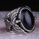 Copy of 925 Sterling Eagle Sapphire and Onyx Stone Mens Ring silverbazaaristanbul 