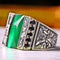 Handmade 925 sterling silver green emerald and black onyx stone mens silver ring silverbazaaristanbul 