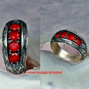 Hand Engraved Luxury Ruby Stone 925 Sterling Silver Mens Ring silverbazaaristanbul 