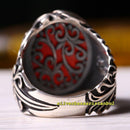 Handmade 925 Sterling Eagle Design Agate Aqeeq Stone Mens Ring silverbazaaristanbul 