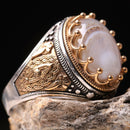 Handmade 925 Sterling Natural Yemeni Agate Aqeeq Mens Ring silverbazaaristanbul 