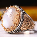 Handmade 925 Sterling Natural Yemeni Agate Aqeeq Mens Ring silverbazaaristanbul 