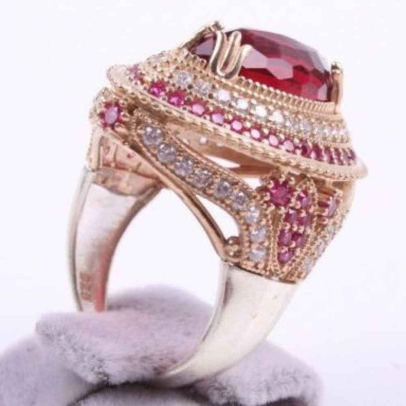 Handmade 925 Sterling Silver Big Ruby Stone Ladies Ring silverbazaaristanbul 