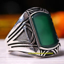 Handmade 925 Sterling Silver Custom Emerald Stone Green Mens Ring silverbazaaristanbul 