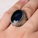 Handmade 925 Sterling Silver Facet Sapphire Stone Mens Ring silverbazaaristanbul 