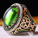 Handmade 925 Sterling Silver Heavy Big Emerald Stone Mens Ring silverbazaaristanbul 