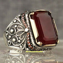 Handmade 925 Sterling Silver Natural Red Agate Fit Mens Ring silverbazaaristanbul 