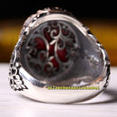 Handmade 925 Sterling Silver Red Agate Aqeeq Stone Mens Ring silverbazaaristanbul 