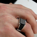 Handmade 925 Sterling Silver Square Onyx Stone Mens Ring silverbazaaristanbul 