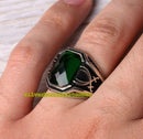 Handmade 925 Sterling Silver Sword Emerald Stone Green Mens Ring silverbazaaristanbul 