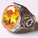 Handmade 925 Sterling Silver with Citrine Stone Mens Ring silverbazaaristanbul 