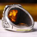 Handmade Natural Baltic Orange Amber 925 Sterling Silver Mens Ring silverbazaaristanbul 